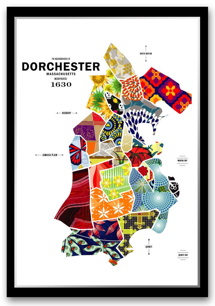 Colorful Dorchester, MA Map Print