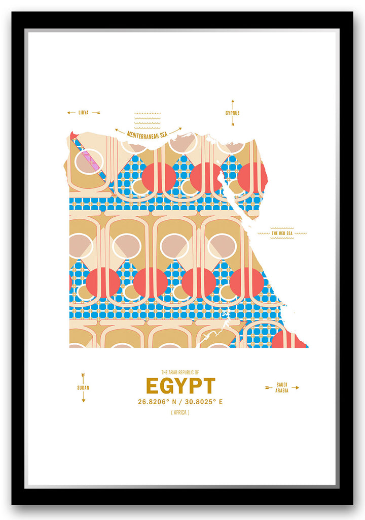 Colorful Egypt Map Print Poster