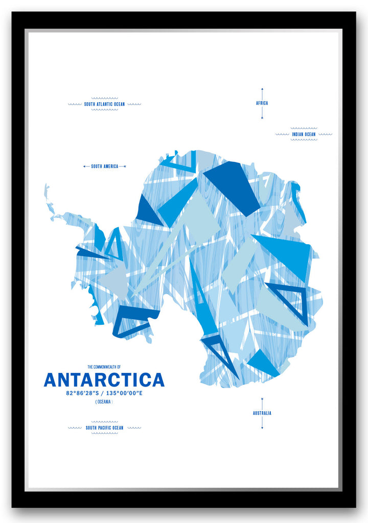 Colorful Antarctica Map Print Poster