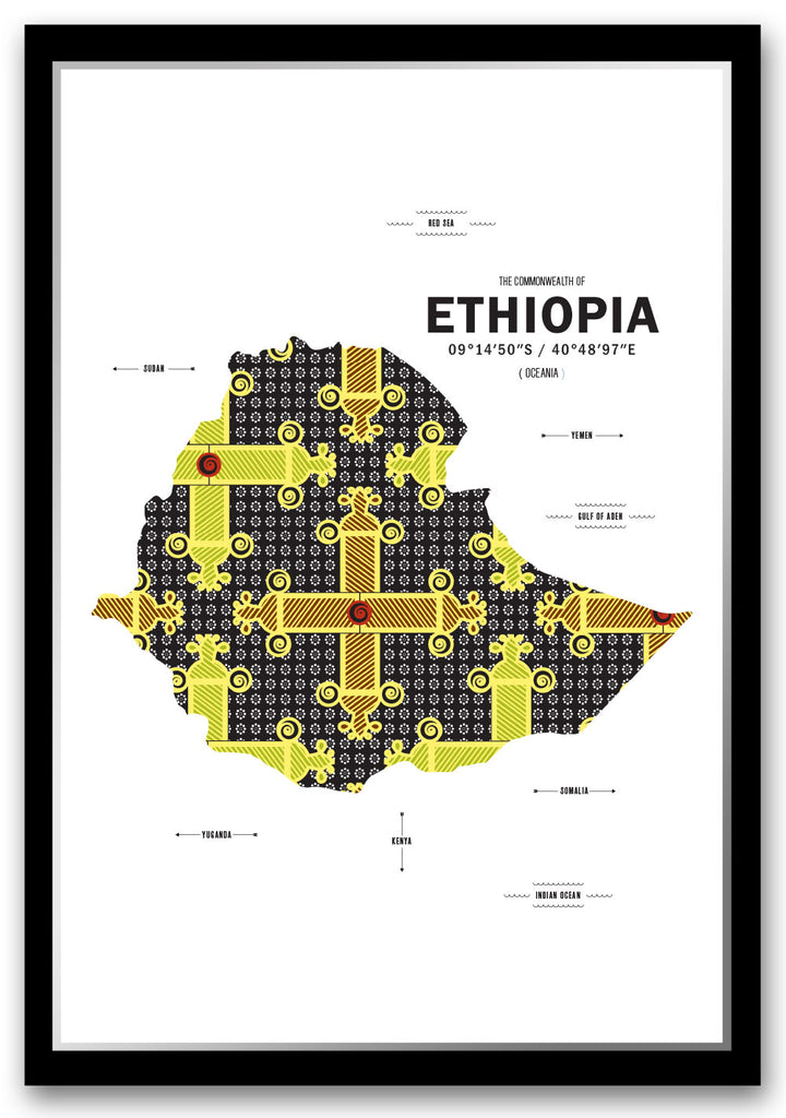 Colorful Ethiopia Map Print Poster