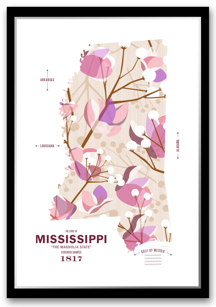 Colorful Mississippi Map Print Poster