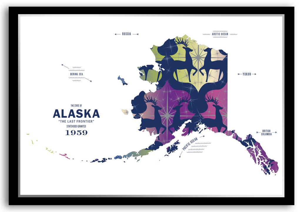Colorful Alaska Map Print Poster