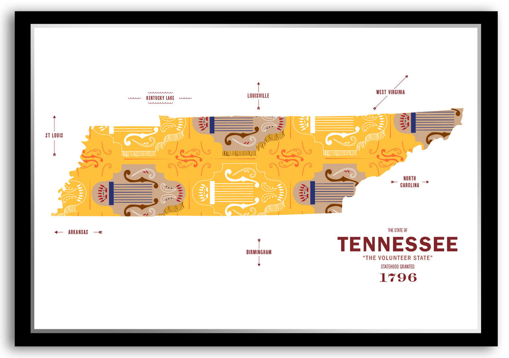 Colorful Tennessee Map Print Poster