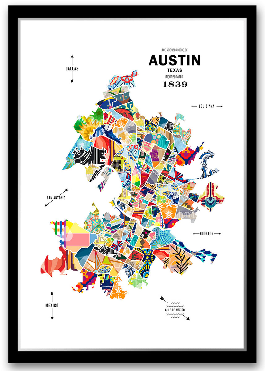 Austin, Texas Map Print Poster – Map Ink