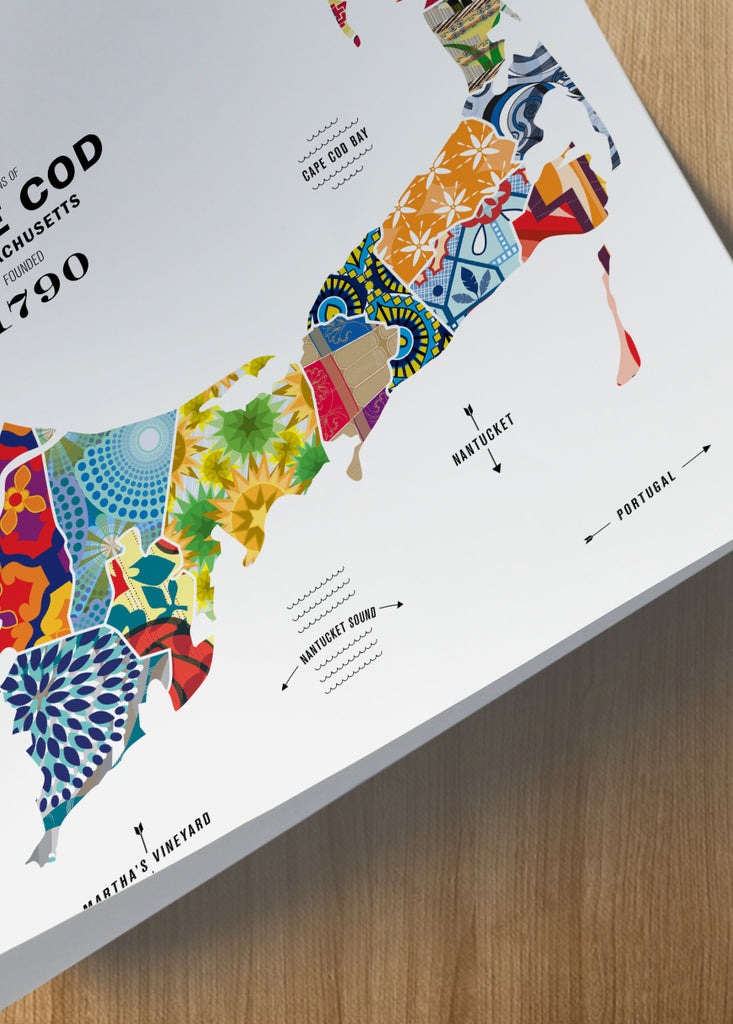 Colorful Cape Cod, MA Map Print