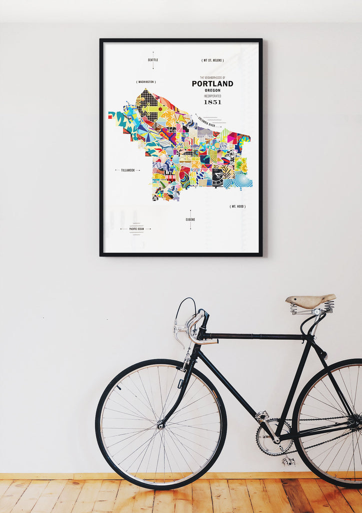 Colorful Portland, Oregon Map Print