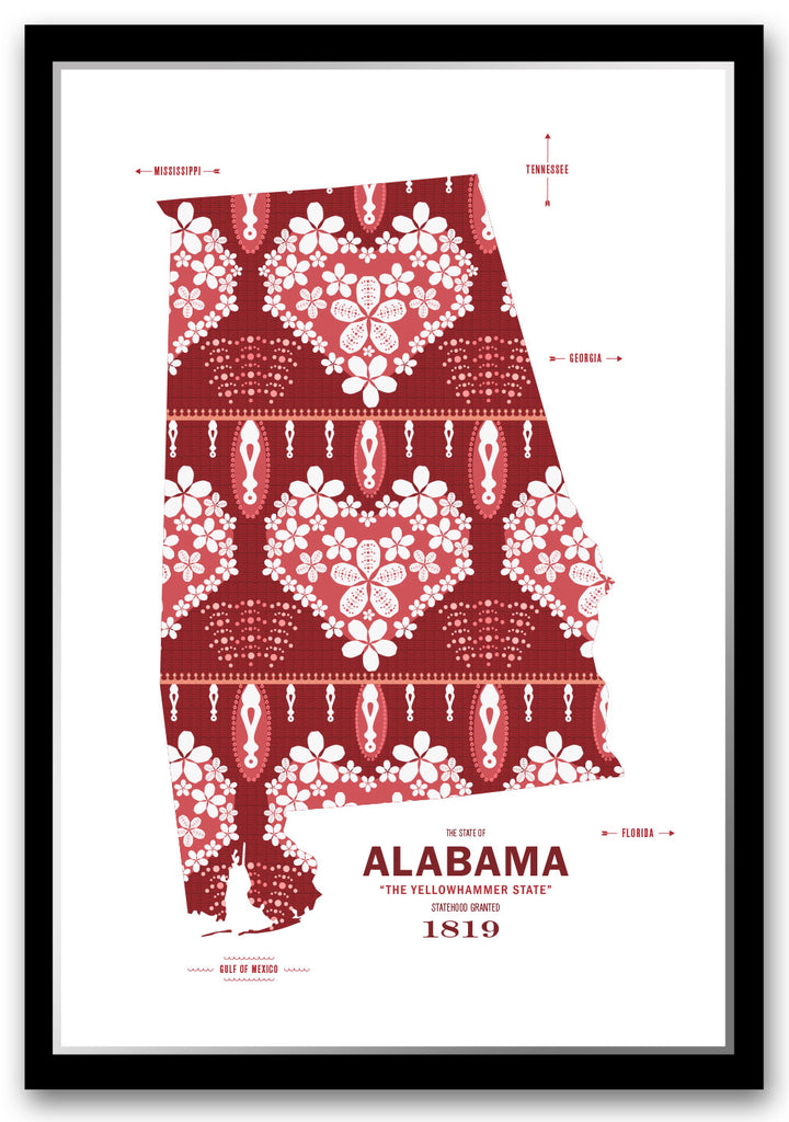 Colorful Alabama Map Print Poster
