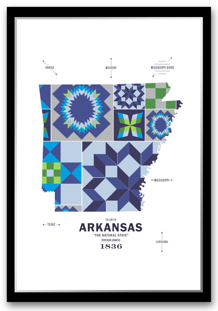 Colorful Arkansas Map Print Poster