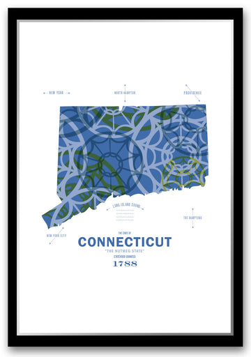 Colorful Connecticut Map Print Poster