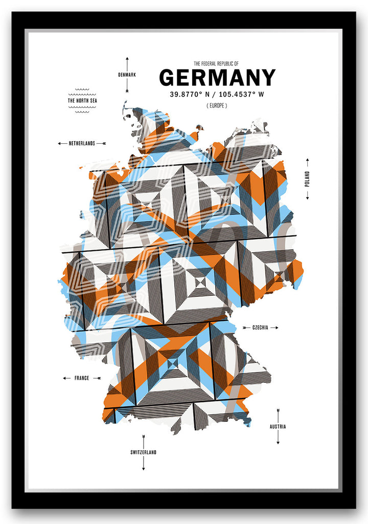 Colorful Germany Map Print Poster