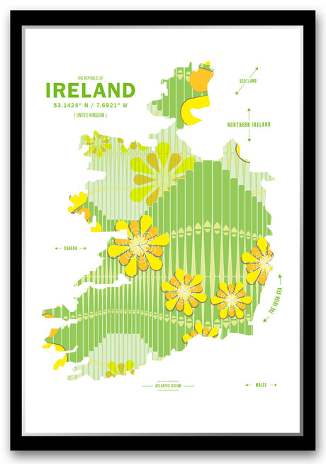Colorful Ireland Map Print Poster