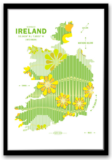 Colorful Ireland Map Print Poster