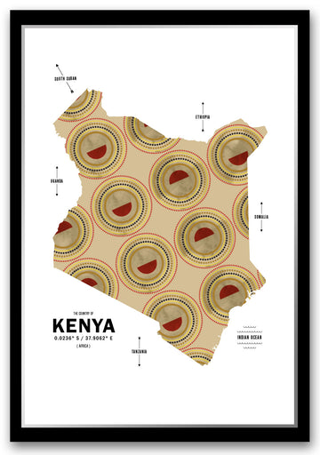 Colorful Kenya Map Print Poster