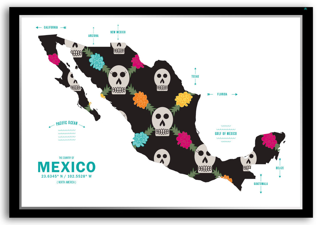 Colorful Mexico Map Print Poster