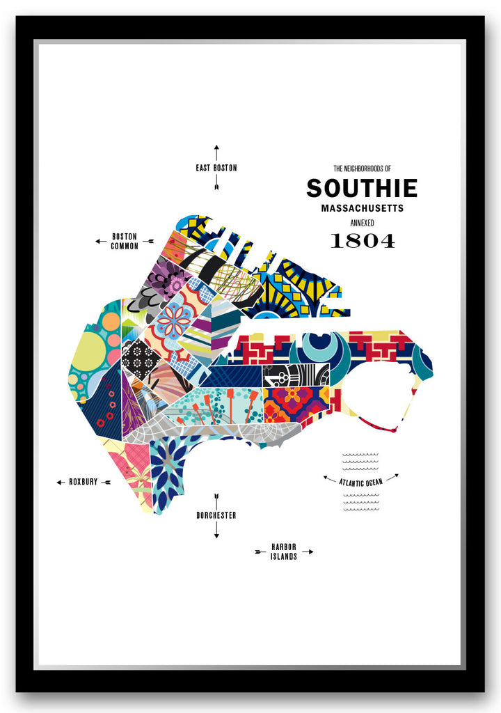 Colorful South Boston City Map Print
