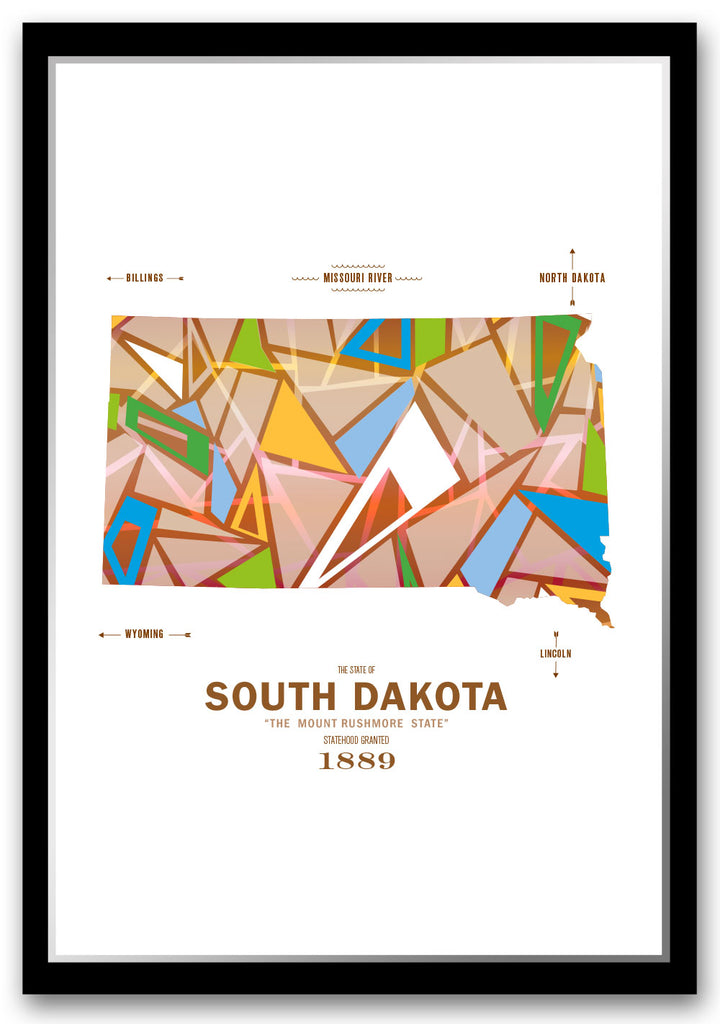 Colorful South Dakota Map Print Poster