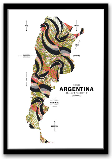 Colorful Argentina Map Print Poster