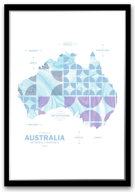 Colorful Australia Map Print Poster