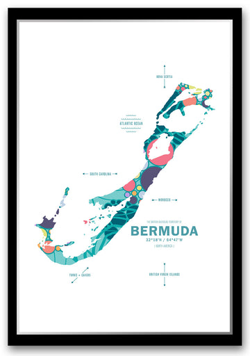 Colorful Bermuda Map Print Poster