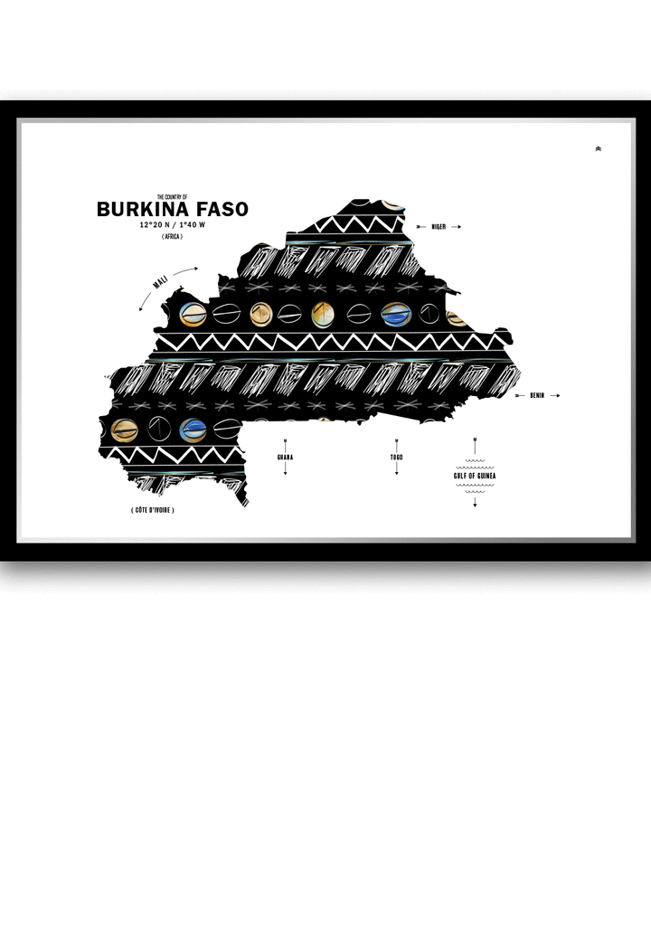 Colorful Burkina Faso Map Print Poster