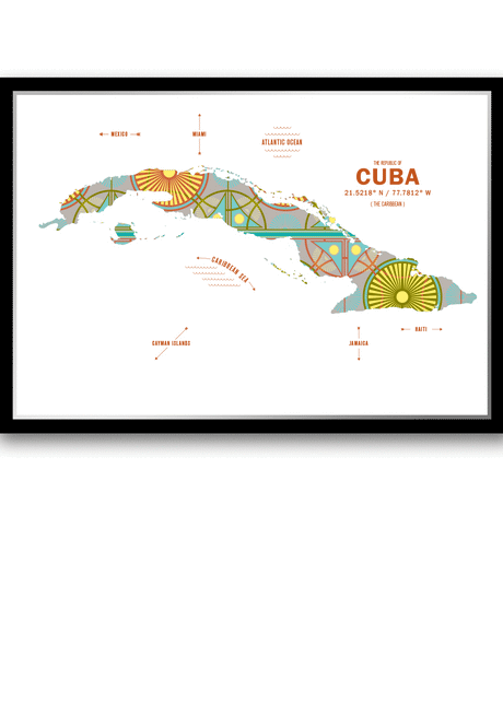 Colorful Cuba Map Print Poster