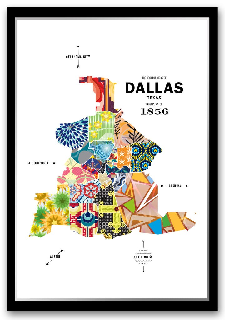 Colorful Dallas City Map Print