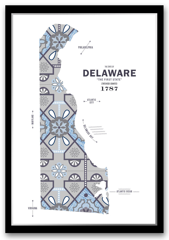 Colorful Delaware Map Print Poster
