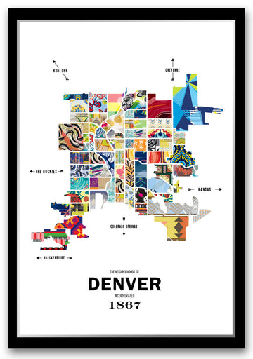 Colorful Denver City Map Print