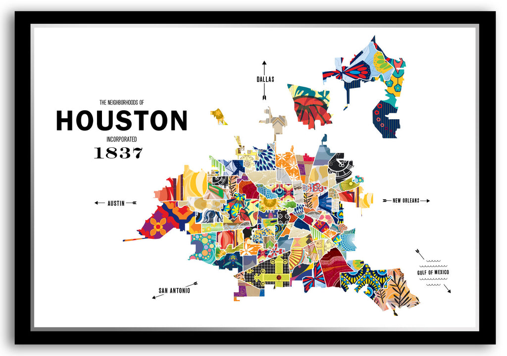 Colorful Houston City Map Print