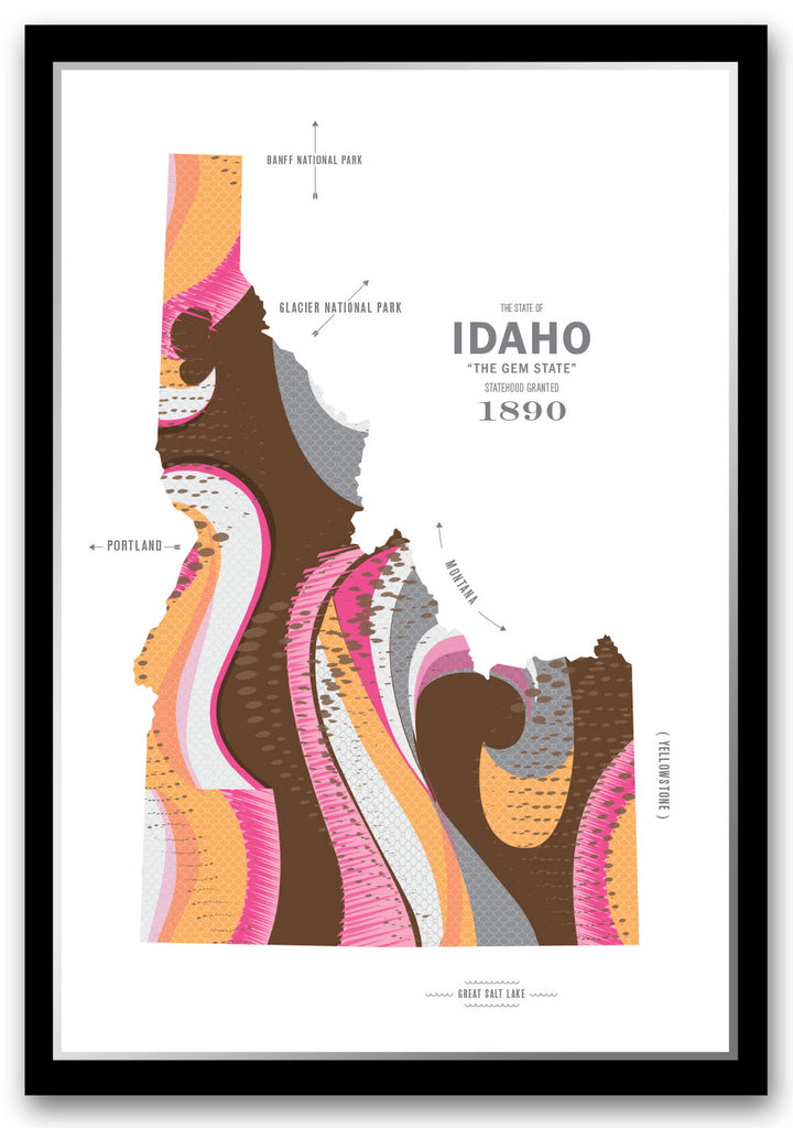 Colorful Idaho Map Print Poster