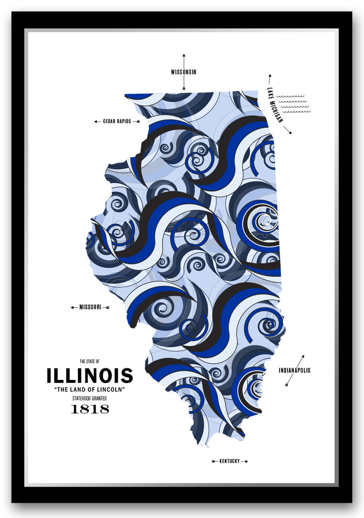Colorful Illinois Map Print Poster