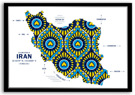 Colorful Iran Map Print Poster