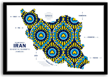 Colorful Iran Map Print Poster