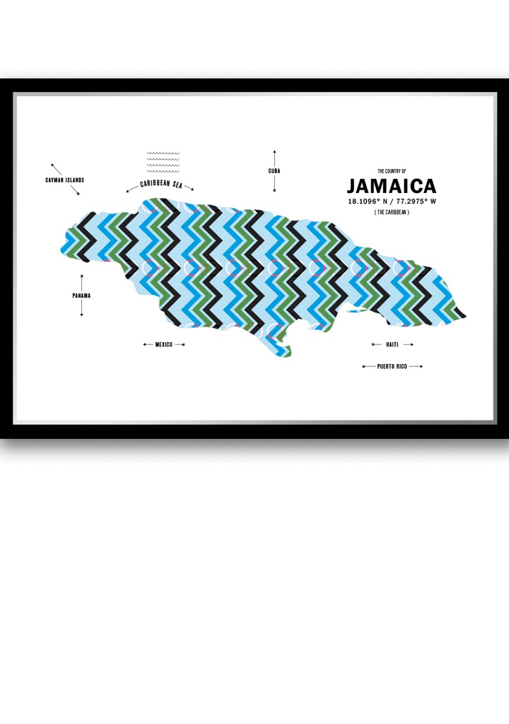 Colorful Jamaica Map Print Poster