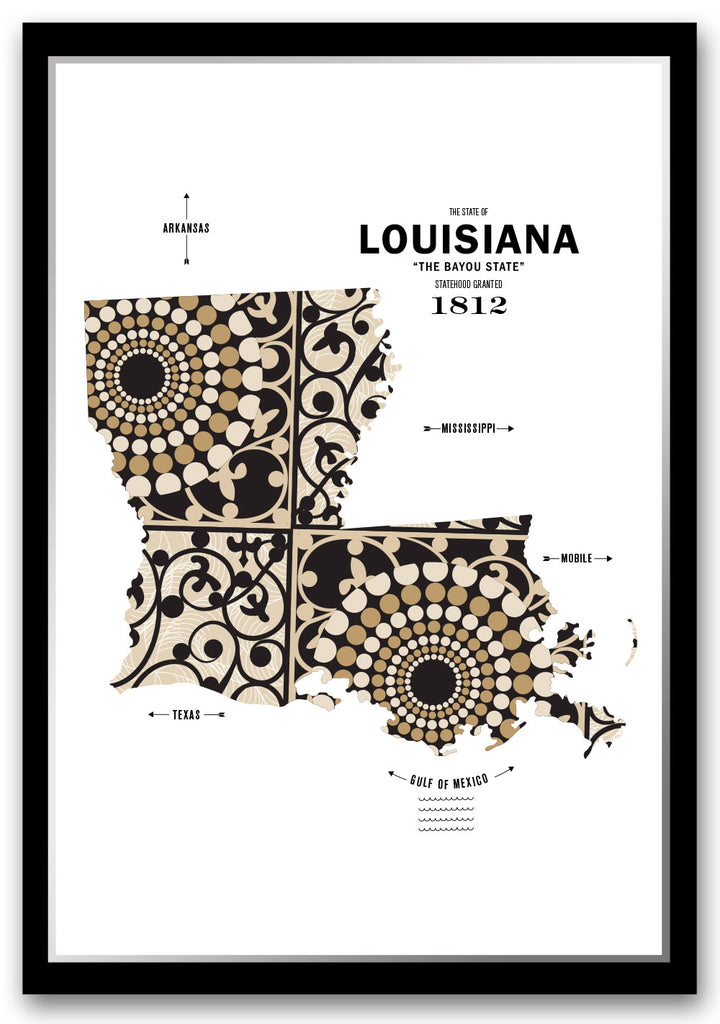 Colorful Louisiana Map Print Poster