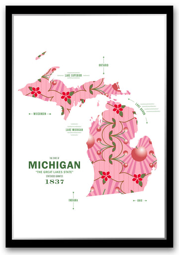 Colorful Michigan Map Print Poster
