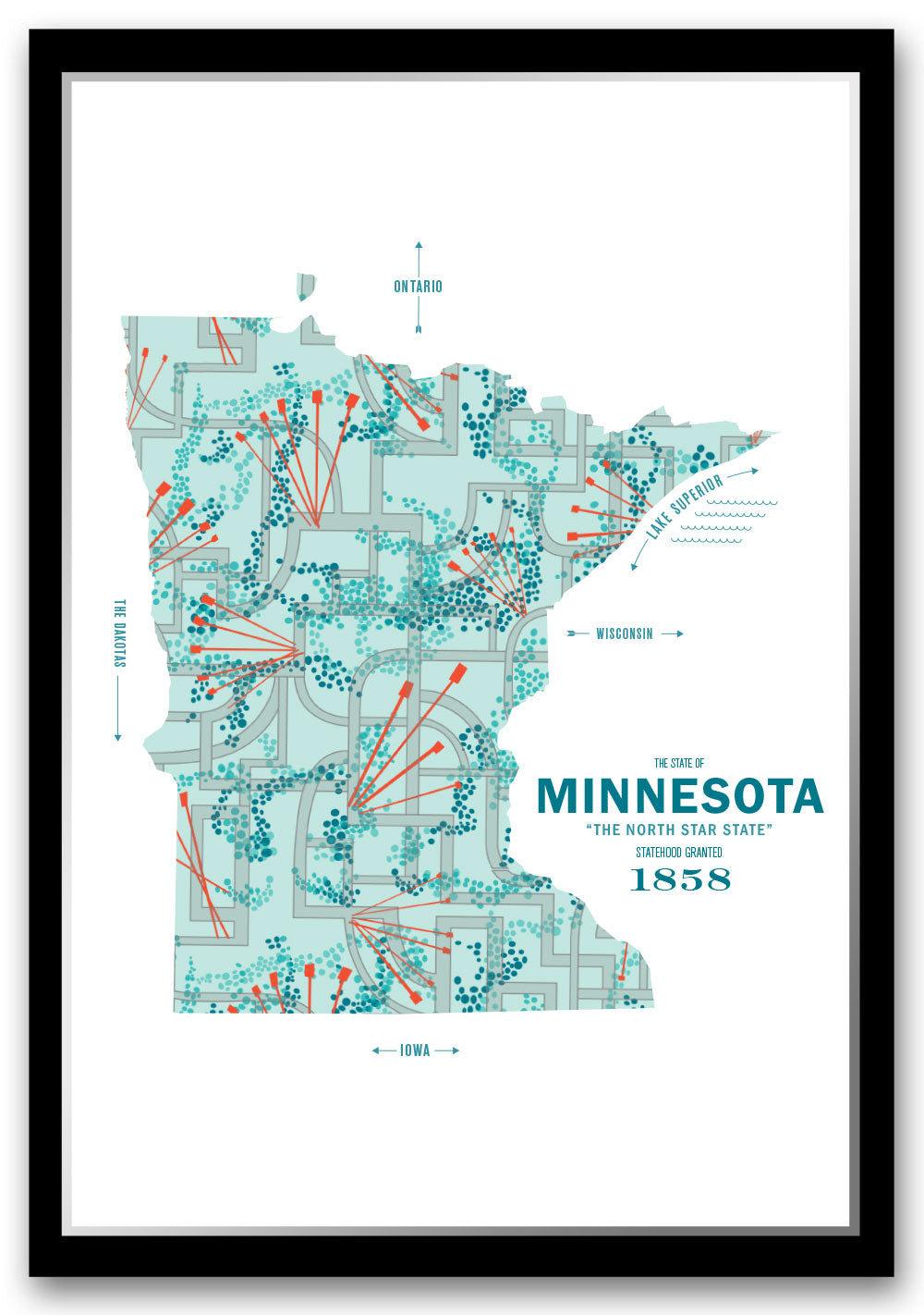 Minnesota Map and City Prints – Map Ink minnesota-map-and-city-prints-map-ink
