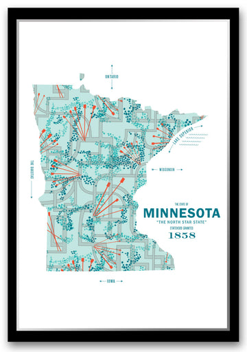 Colorful Minnesota Map Print Poster