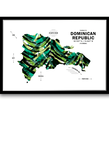 Colorful Dominican Republic Map Print Poster