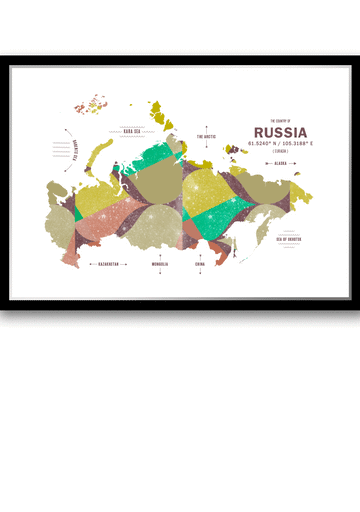 Colorful Russia Map Print Poster