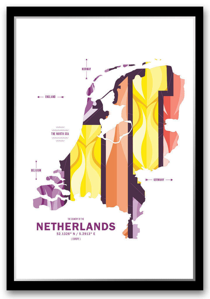 Colorful Netherlands Map Print Poster