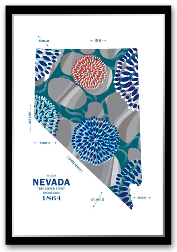 Colorful Nevada Map Print Poster