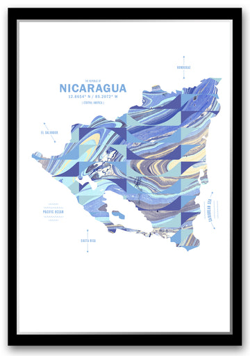 Colorful Nicaragua Map Print Poster