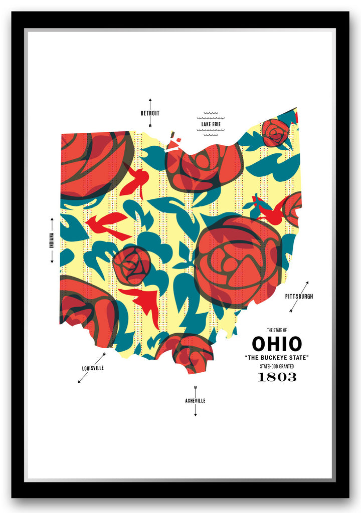 Colorful Ohio Map Print Poster