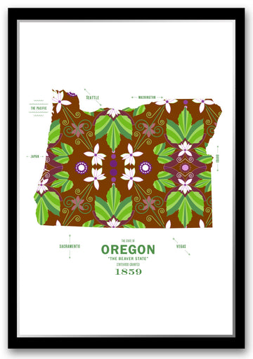 Colorful Oregon Map Print Poster