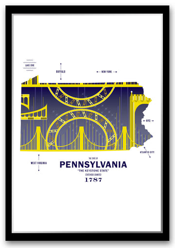 Colorful Pennsylvania Map Print Poster