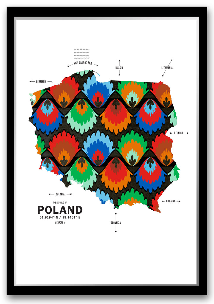 Colorful Poland Map Print Poster