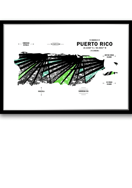 Colorful Puerto Rico Map Print