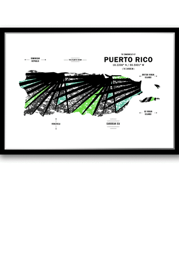 Colorful Puerto Rico Map Print
