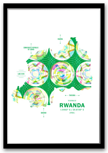 Colorful Rwanda Map Print Poster